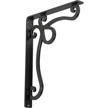 Ekena Millwork Orleans Wrought Iron Bracket, (Single center brace), Powder Coated Black 1 1/2"W x 12"D x 15"H BKTM01X12X15SOL